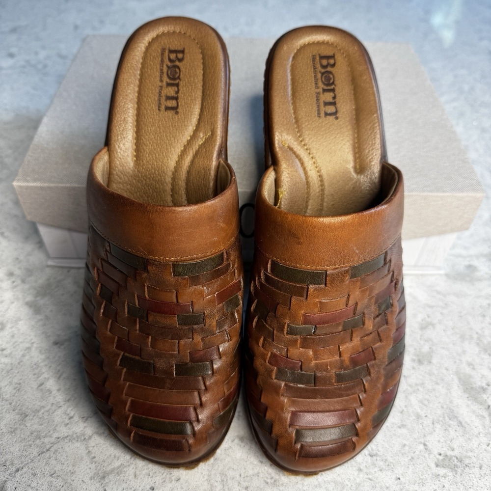 Born Womens Yucatan Multi Color Woven Slip On Clogs Mules Leather Upper Size 9 - Picture 14 of 16